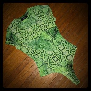 Neon green snakeskin bodysuit